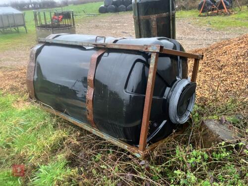 BLACK PLASTIC JUICE TANK IN CAGE