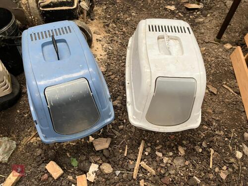 TWO ENCLOSED CAT LITTER TRAYS