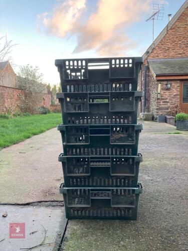 5 RECTANGULAR GREEN STACKING TRAYS