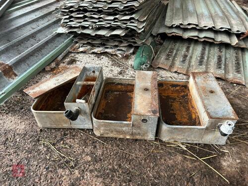 3 FISHER METAL WATER DRINKERS