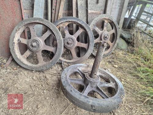 20CM CAST IRON WHEELS & RUBBER TYRES