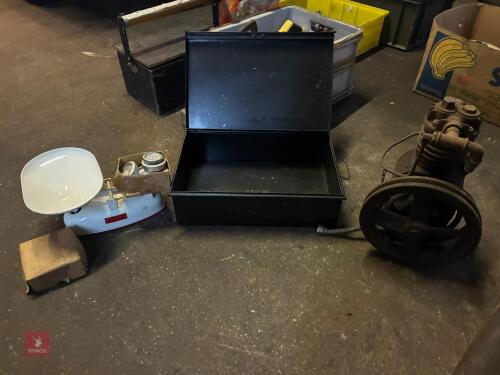 SCALES, STORAGE BOX, COMPRESSSOR PUMP