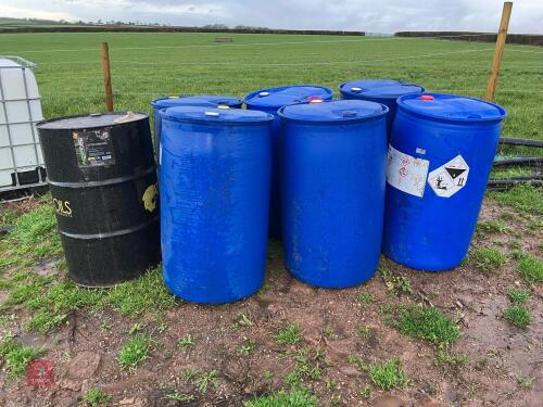 6 BLUE 200 LITRE PLASTIC BARRELS