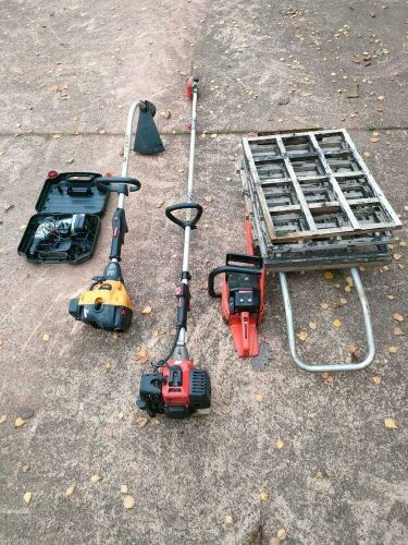 2 STRIMMERS, CHAINSAW, DRILL, ETC (S/R)