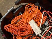 BOX OF ASSORTED ELECTRIC CABLES & LEADS - 4