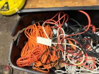 BOX OF ASSORTED ELECTRIC CABLES & LEADS - 5