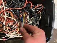 BOX OF ASSORTED ELECTRIC CABLES & LEADS - 6