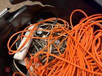 BOX OF ASSORTED ELECTRIC CABLES & LEADS - 7