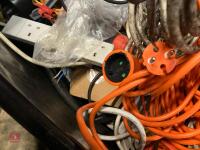 BOX OF ASSORTED ELECTRIC CABLES & LEADS - 9