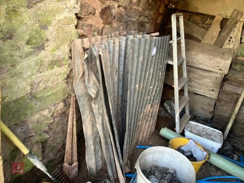 6 GALVANISED SALVAGED TIN SHEETS (76)