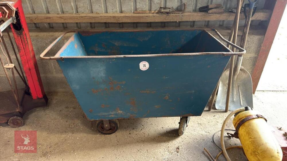 LARGE METAL 4 WHEEL FEED BIN
