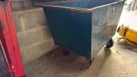 LARGE METAL 4 WHEEL FEED BIN - 8