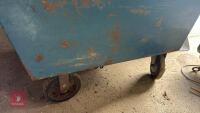 LARGE METAL 4 WHEEL FEED BIN - 10