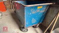 LARGE METAL 4 WHEEL FEED BIN - 11