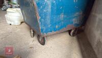 LARGE METAL 4 WHEEL FEED BIN - 13