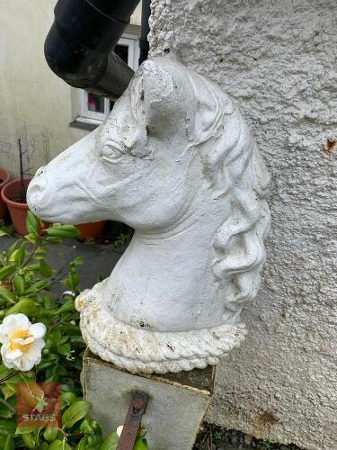 PAIR OF STONE HORSES HEADS