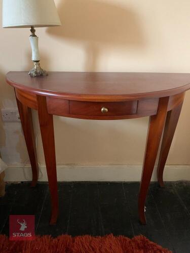 TWO HALF ROUND SIDE TABLES