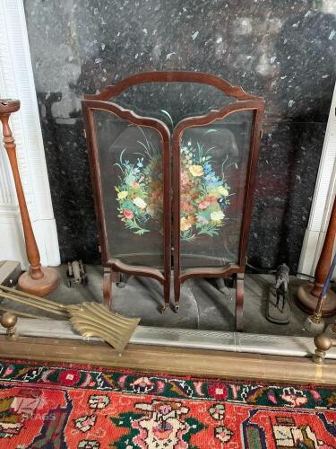VINTAGE GLASS FIRE SCREEN