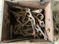 WOODEN BOX OF SPANNERS - 4
