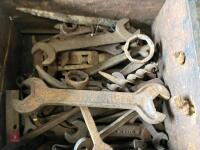 WOODEN BOX OF SPANNERS - 7