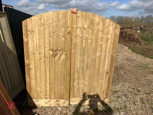 PAIR OF ROUND TOPPED TANALISED DOORS