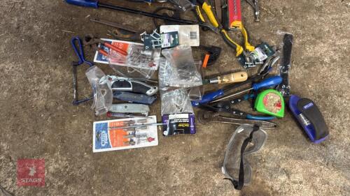 BASKET OF HAND TOOLS & WORKSHOP SUNDRIES