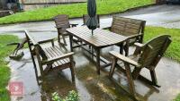 GARDEN TABLE, BENCHES & CHAIRS