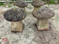 PAIR OF CONCRETE STADDLE STONES