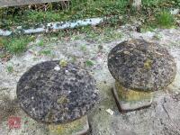 PAIR OF CONCRETE STADDLE STONES - 3