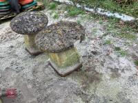 PAIR OF CONCRETE STADDLE STONES - 7
