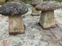 PAIR OF CONCRETE STADDLE STONES