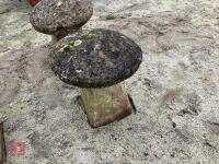 PAIR OF CONCRETE STADDLE STONES - 2