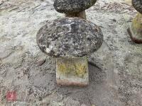 PAIR OF CONCRETE STADDLE STONES - 4