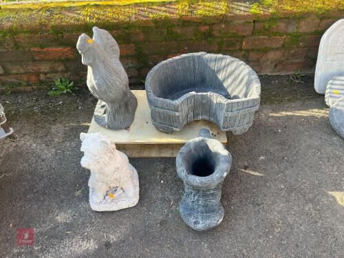 4 CONCRETE GARDEN ORNAMENTS