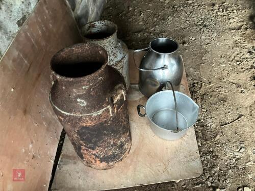 4 MIXED MILK CHURNS/BUCKETS