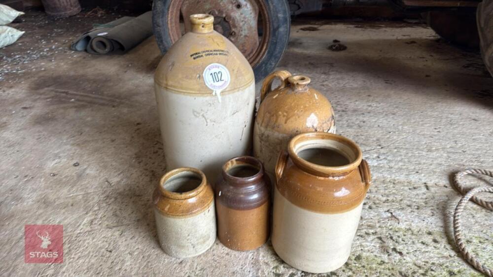 5 STONE JARS
