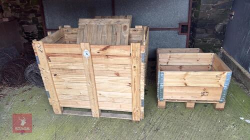 4 MIXED WOODEN STORAGE CRATES