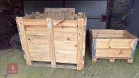 4 MIXED WOODEN STORAGE CRATES - 2