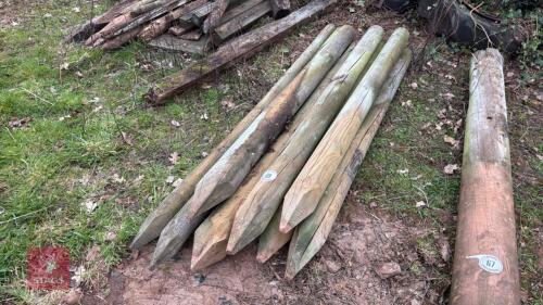 8 MIXED WOODEN FENCE POSTS