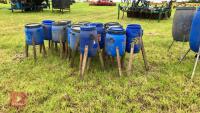 14 HOMEMADE BLUE BARREL PHEASENT FEEDERS