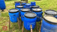 14 HOMEMADE BLUE BARREL PHEASENT FEEDERS - 7