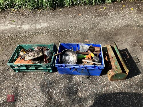 TOOLBOX & 2 CRATES OF ASSORTED TOOLS