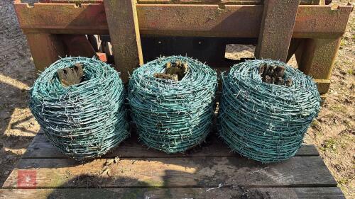 3 ROLLS OF BARBED WIRE