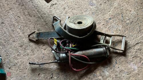 GREASE GUN, RATCHET STRAP & BUNGEE CORDS