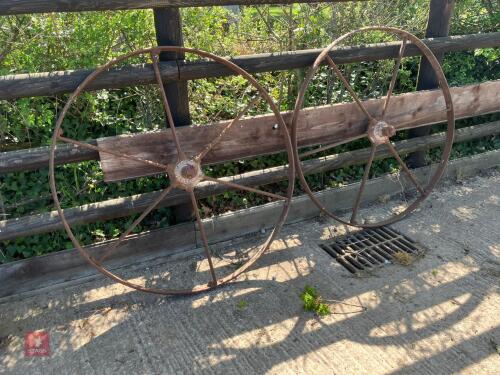 PAIR OF VINTAGE METAL WHEELS