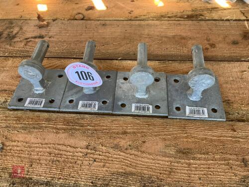 4 GALVANISED GATE HANGING HINGES (106)