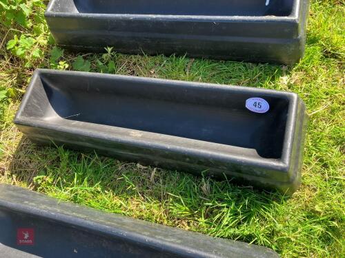 2 JFC PLASTIC 3' GROUND FEED TROUGHS (45