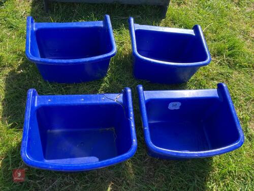 4 BLUE PLASTIC HOOK OVER TROUGHS (50)