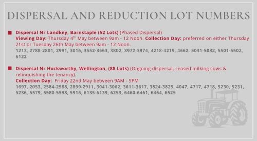 DISPERSAL & REDUCTION LOT NUMBERS