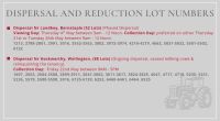 DISPERSAL & REDUCTION LOT NUMBERS